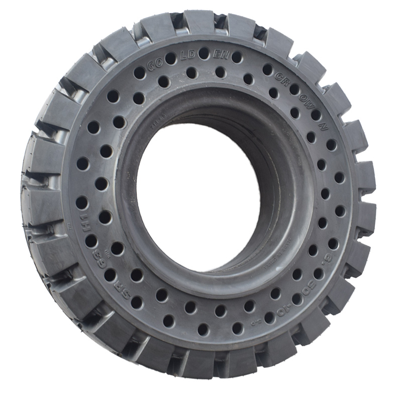 Low-vibration solid forklift tire